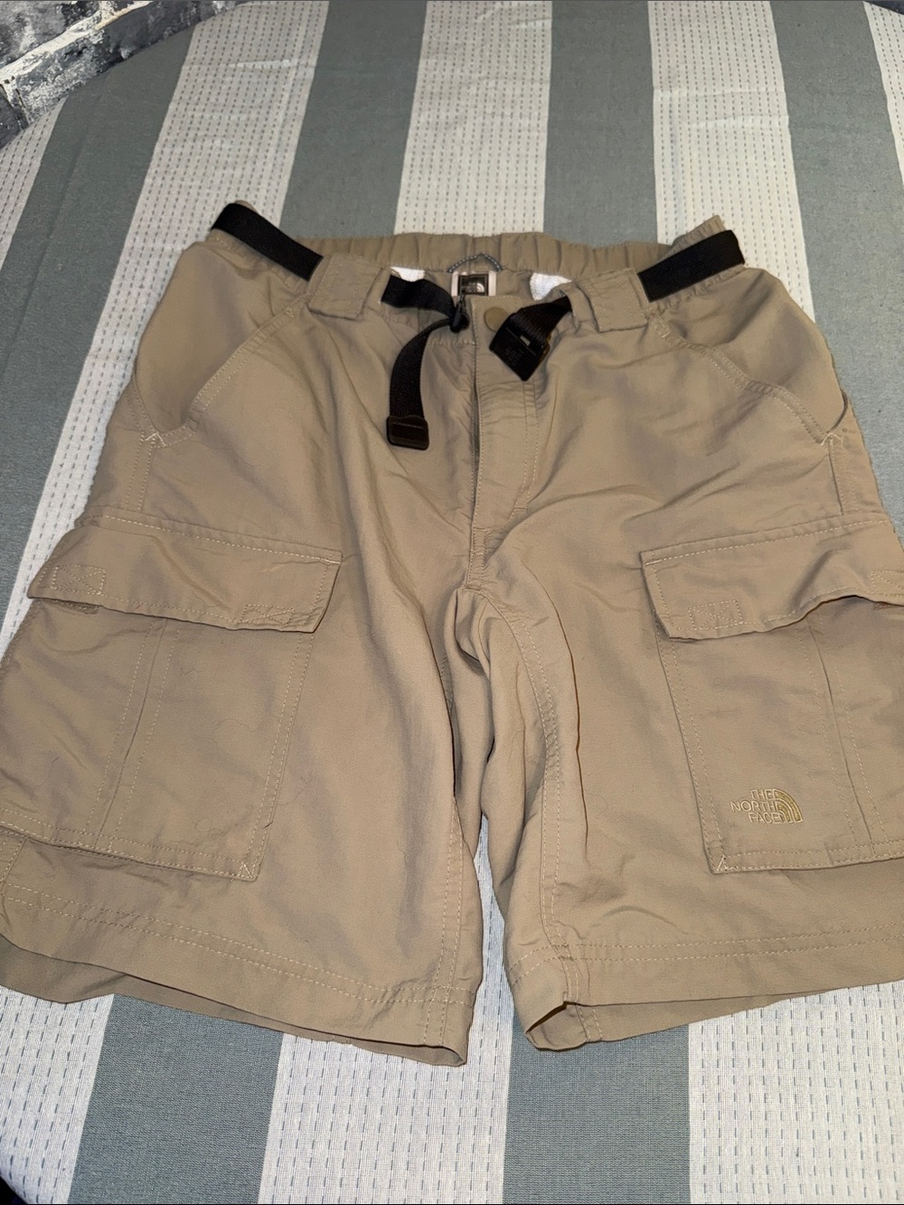 The North Face Khaki Cargo Shorts with Adjustable Belt